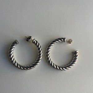 David Yurman sculpted cable hoop earrings in silver